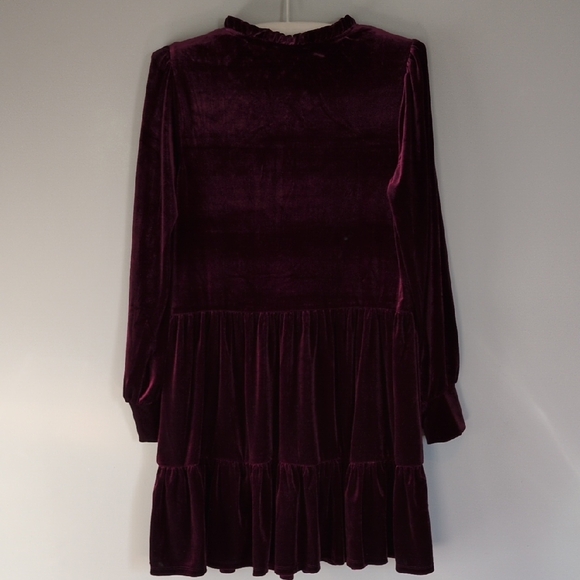 Burgundy Velvet Comfortable Dress - Picture 3 of 5